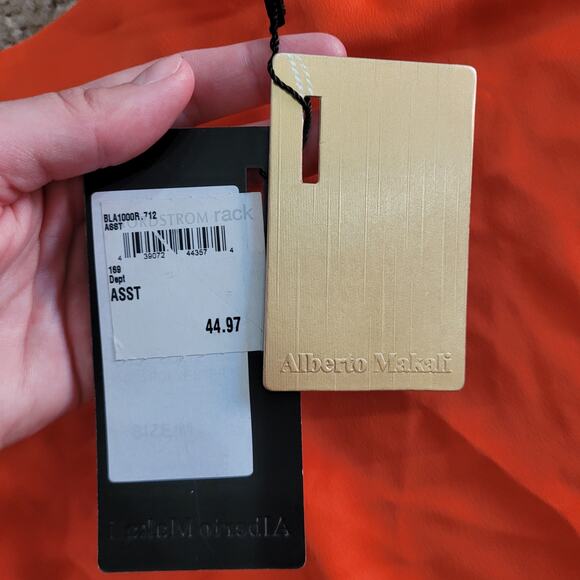 NWT Alberto Makali New York Women's‎ Orange Split Sleeve Blouse. Size M - Picture 10 of 11